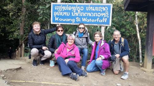Volunteers Group at the entrance of Kuang Si Waterfall Park